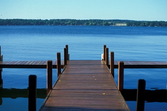 View of a lake from a pier
