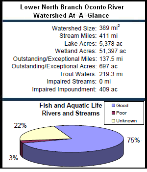 Lower North Branch Oconto River Watershed At-a-Glance