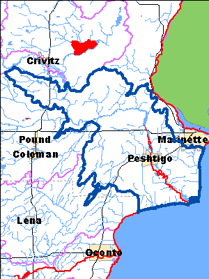 Impaired Water in Lower Peshtigo River Watershed